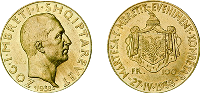 Commemorative 100 Gold Francs "The King's Wedding, a National Event 27.IV.1938"