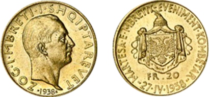 Commemorative 20 Gold Francs "The King's Wedding, a National Event 27.IV.1938"