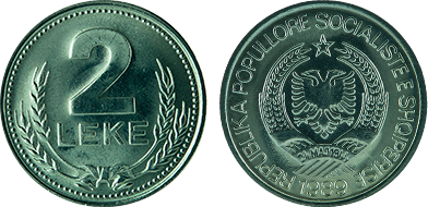 Commemorative coins in circulation 2 Leke "45th Anniversary of Liberation"