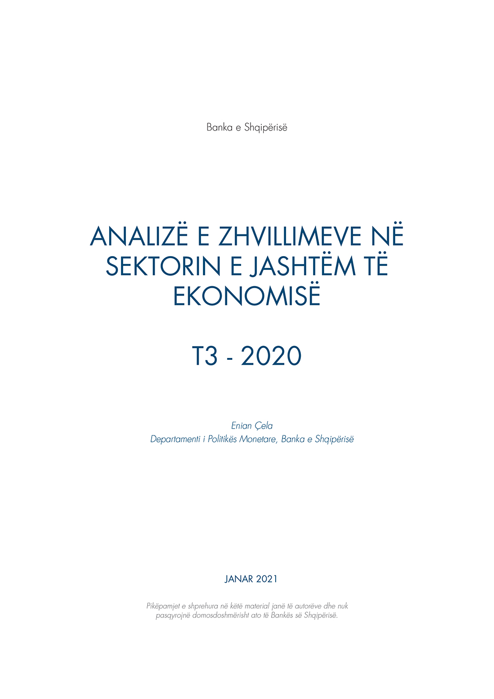 Analiza e ''Zhvillimeve në sektorin e jashtëm të ekonomisë'' T3-2020
