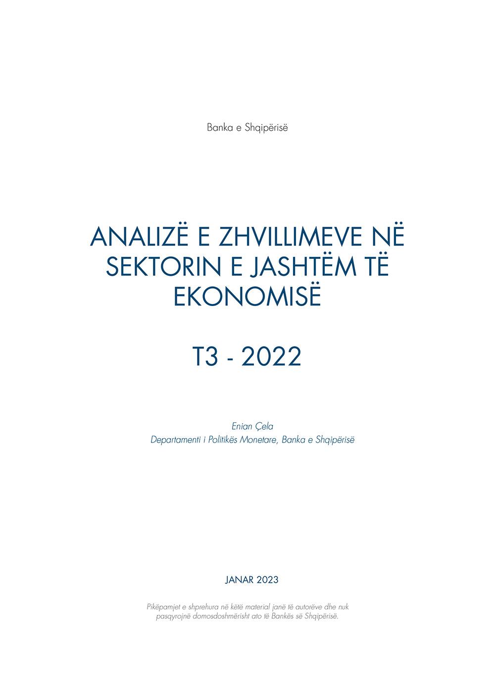 Analiza e ''Zhvillimeve në sektorin e jashtëm të ekonomisë'' T3-2022