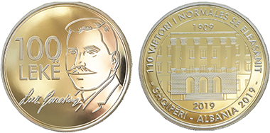 100 Lekë ''110th Anniversary of The Elbasan Normale, 1909-2019'', year 2019, without legal tender