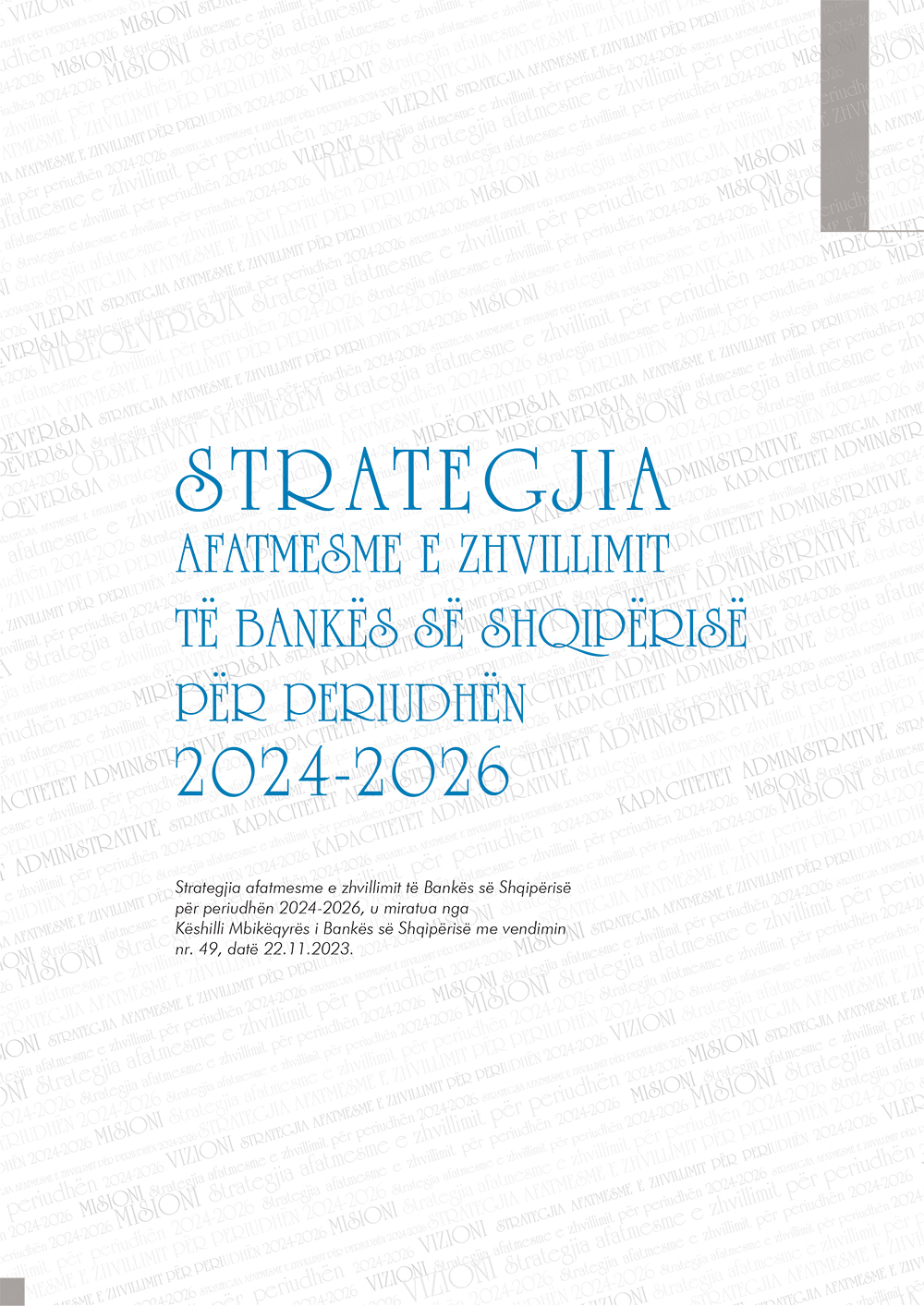 Strategjia afatmesme e zhvillimit të Bankës së Shqipërisë 2024-2026
