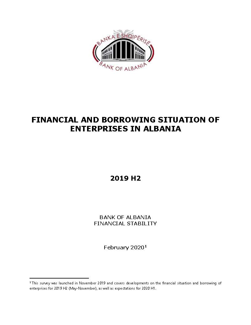 Survey on ''The financial and borrowing situation of enterprises in Albania'' H2 2019