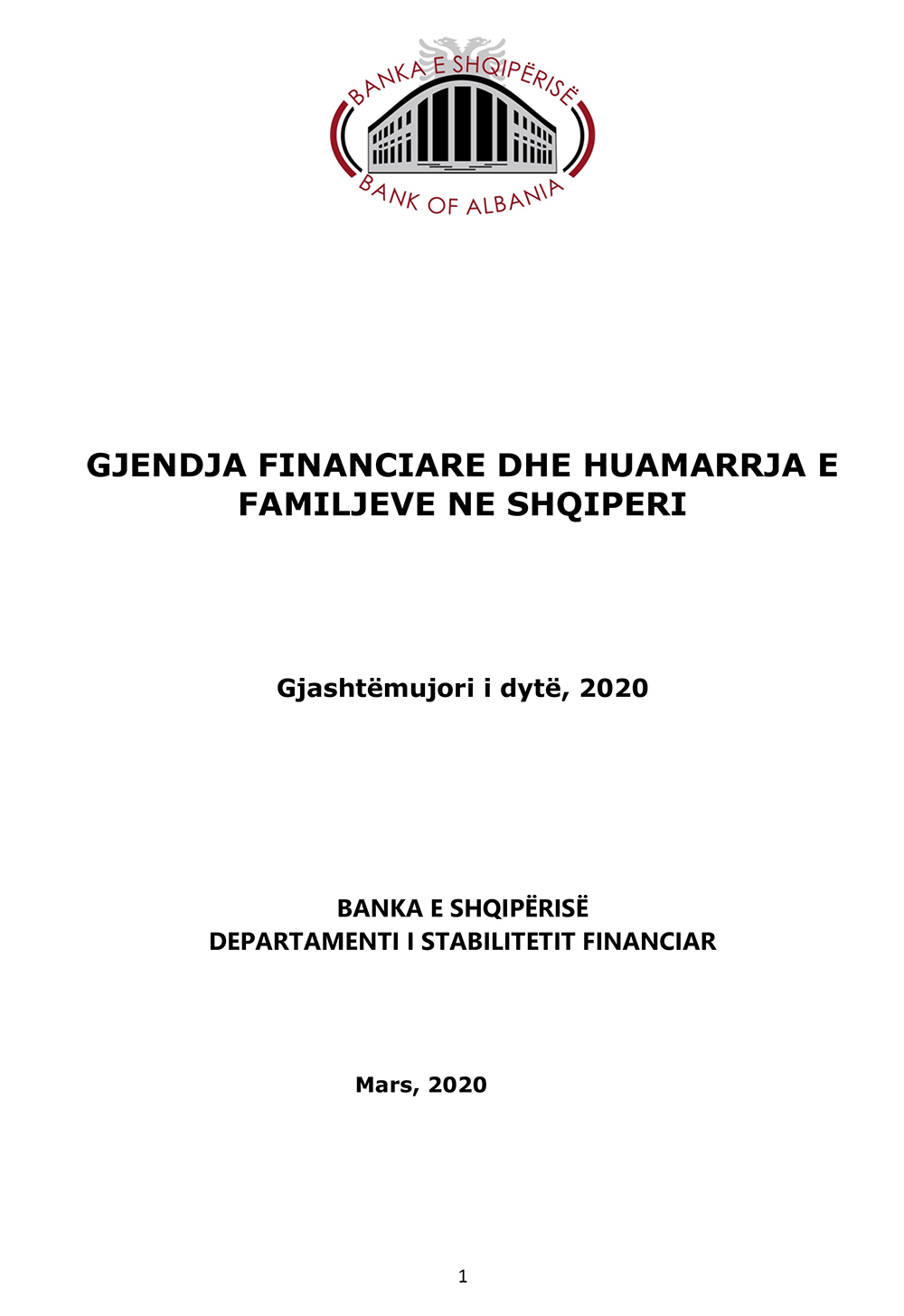 Survey on Financial Situation and Borrowing of Households in Albania- 2020 H2