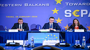 Ballkani Perëndimor drejt Tregut Unik të Pagesave në Euro (SEPA) – Mblidhen në Tiranë Ministrat e Financave dhe Guvernatorët e Bankave Qendrore, 28 shkurt 2024